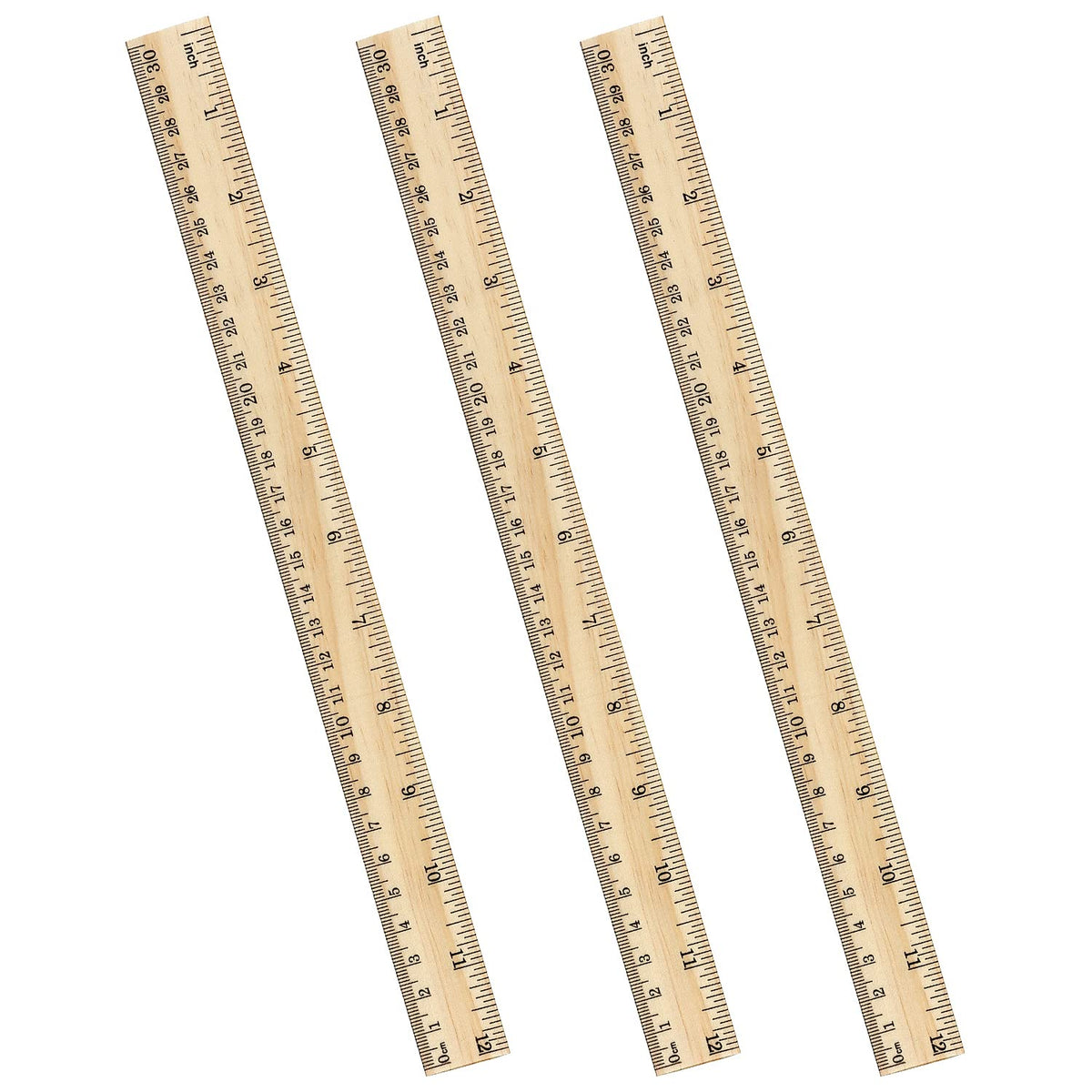 ZZTX 3 Pack Wooden Ruler 12 Inch（30 cm)