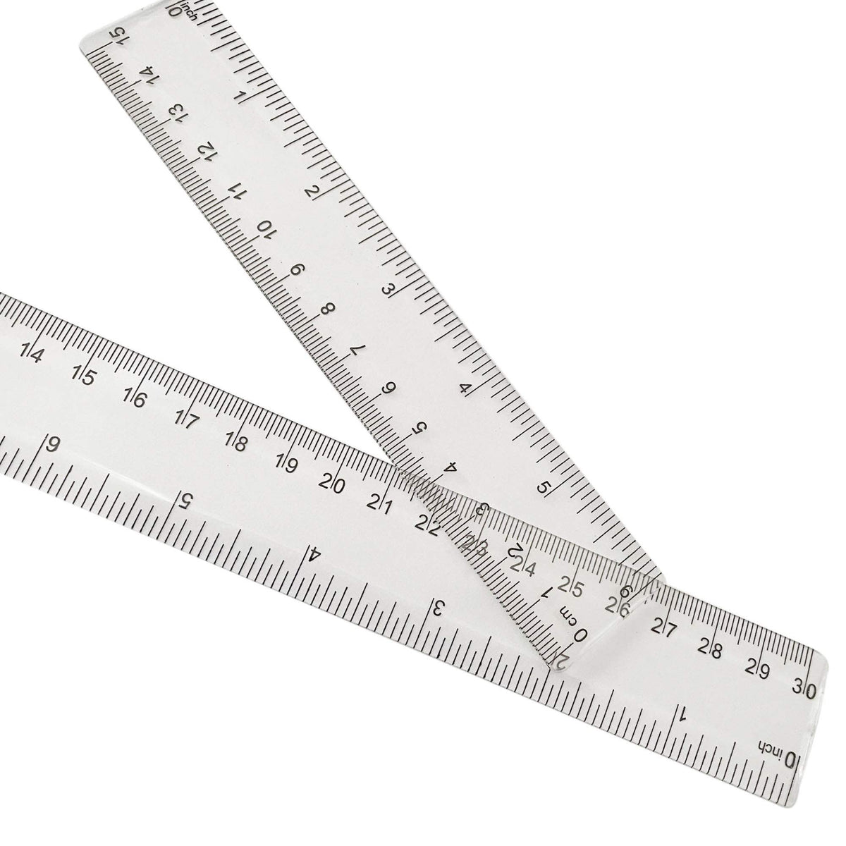 Ruler 12 inch 6 inch Rulers for Kids Plastic Clear Ruler Bulk for Classroom School Must Haves Supplies Tools Elementary Ruller with Centimeters (2pcs Clear (6 Inch+12 Inch))