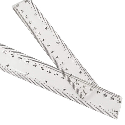 Ruler 12 inch 6 inch Rulers for Kids Plastic Clear Ruler Bulk for Classroom School Must Haves Supplies Tools Elementary Ruller with Centimeters (2pcs Clear (6 Inch+12 Inch))