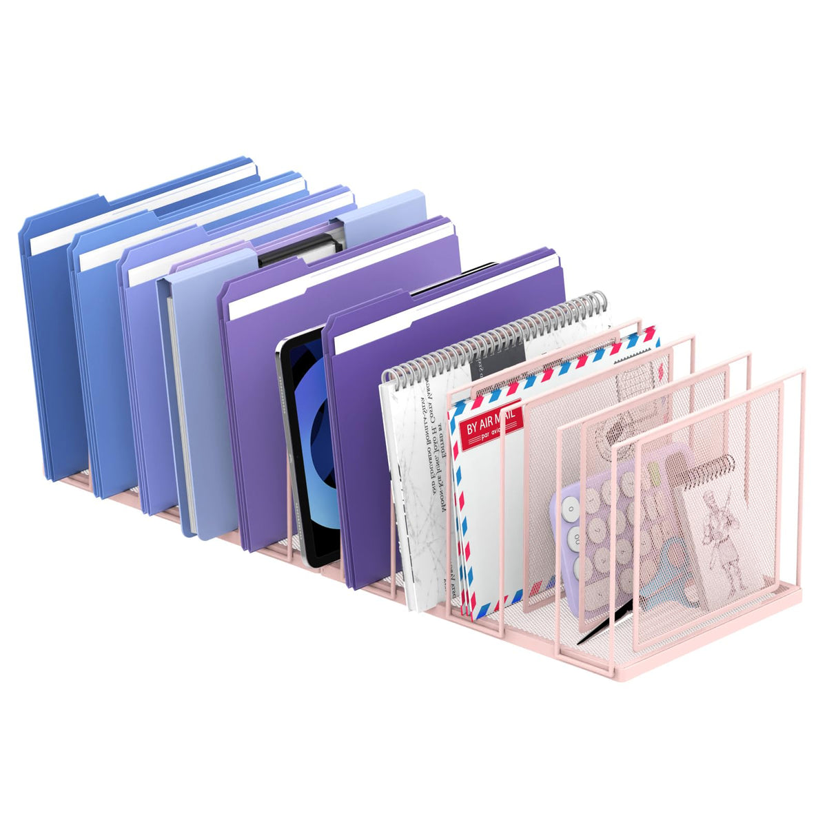 File Organizer for Desk, 5-Section Vertical File Sorter, Paper Holder Organizer Standing Metal File Folder for Office Home Classroom, Black