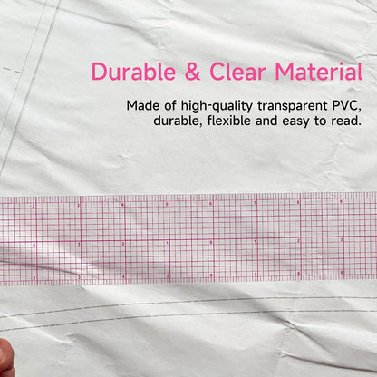YLaziion Clear Ruler for Sewing 2x12 Inch Grid Graph Ruler 1.4mm Thick PVC