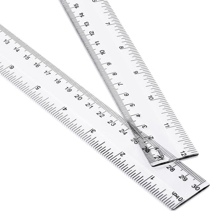 EBOOT 2 Pack Plastic Ruler Straight Clear Measuring Tool, Pink, 12 Inch
