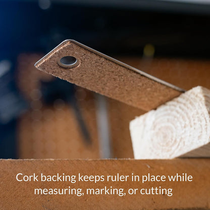WA Portman Metal Ruler 12'', Metric Edge Corkback Stainless Steel Ruler