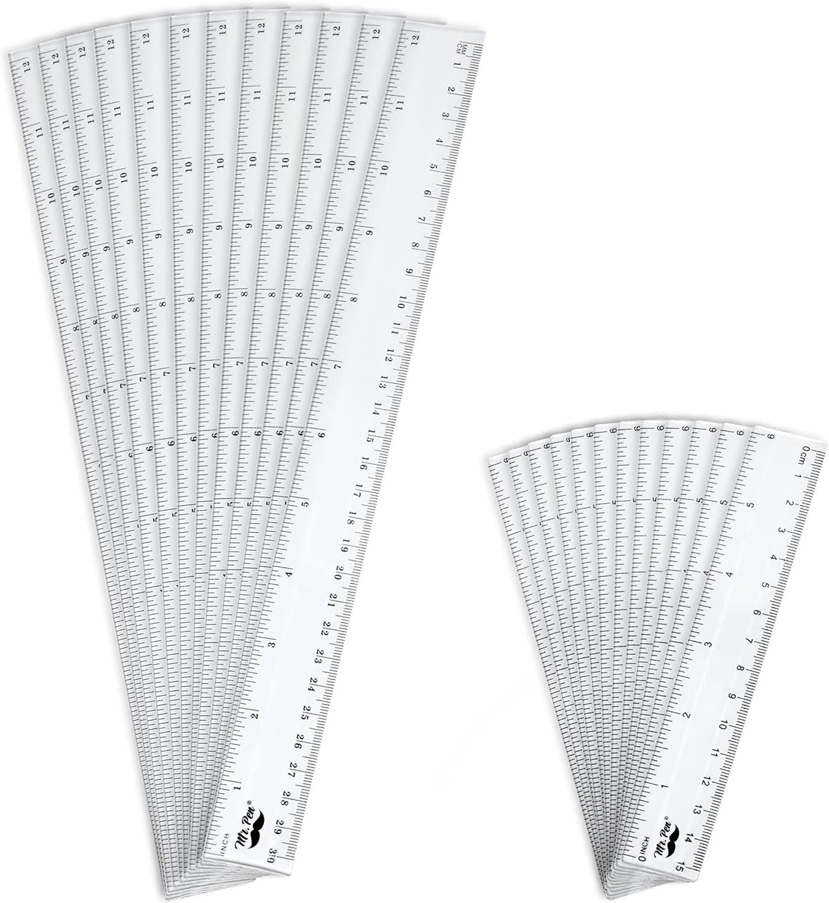 Mr. Pen- Plastic Rulers, 12 Inch, 3 Pack, Easy-to-Read Markings