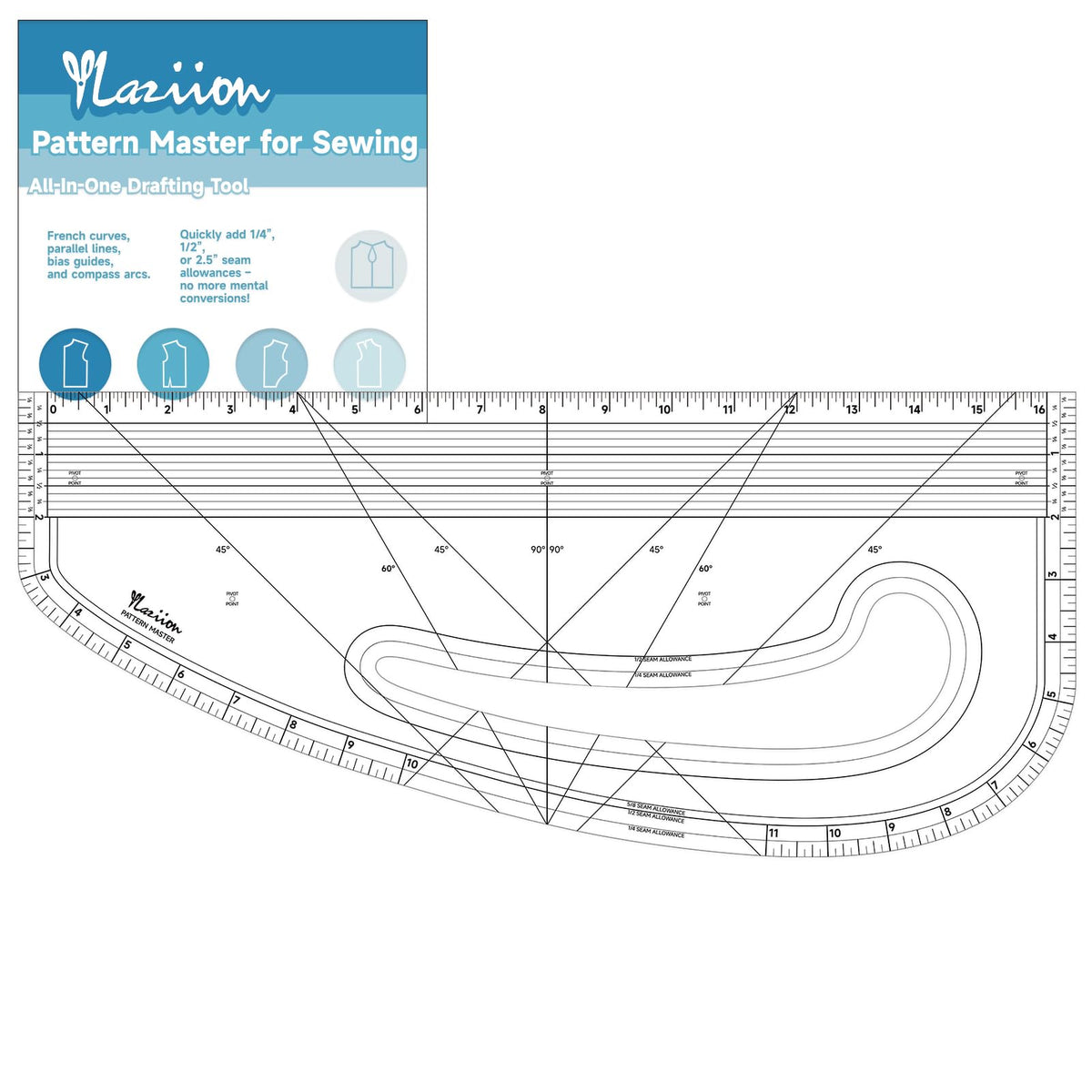 YLaziion Clear Ruler for Sewing 2x12 Inch Grid Graph Ruler 1.4mm Thick PVC