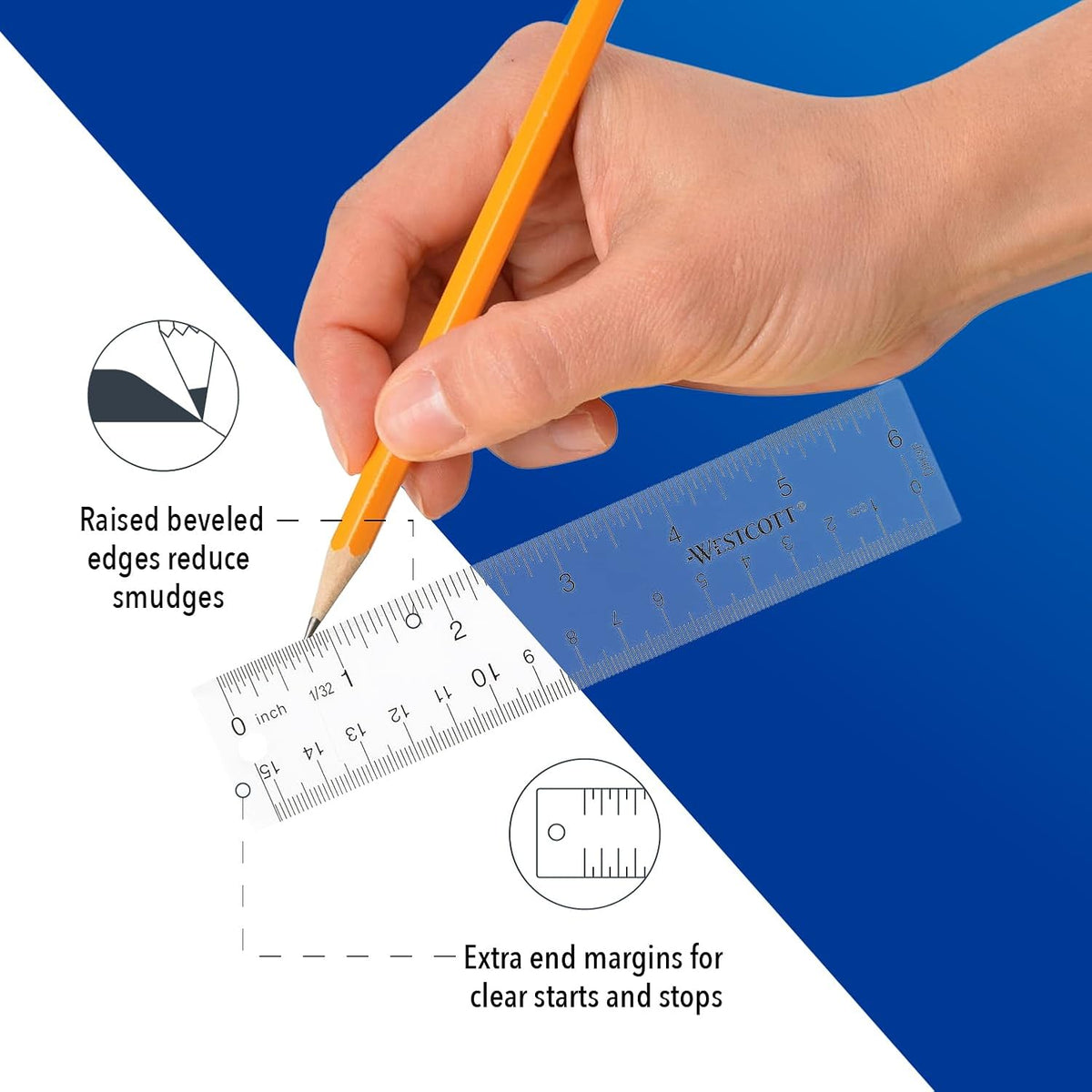 Westcott 10561 Acrylic Clear Ruler, 6 in