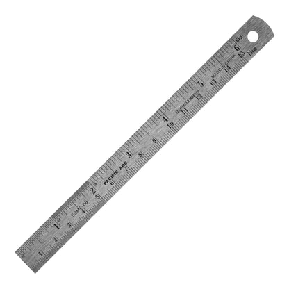 Pacific Arc 12 Inch Stainless Steel Ruler with Inch/Metric Conversion Table