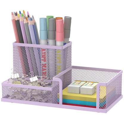 SUPEASY Pen Holder Desk Organizer, Office Supplies Pencil Holder with 3 Compartments, Desk Accessories and Workspace Organizers for Home School Classroom, Black