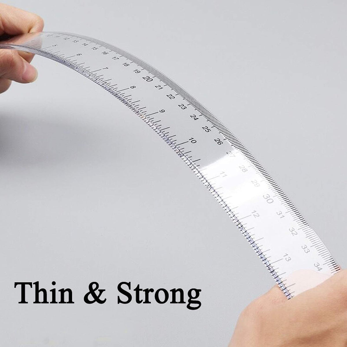 Ruler 12 inch 6 inch Rulers for Kids Plastic Clear Ruler Bulk for Classroom School Must Haves Supplies Tools Elementary Ruller with Centimeters (2pcs Clear (6 Inch+12 Inch))