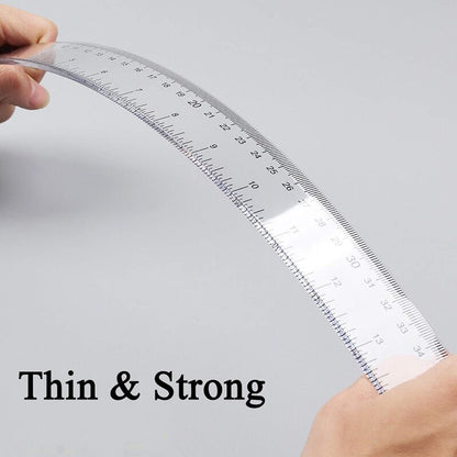 Ruler 12 inch 6 inch Rulers for Kids Plastic Clear Ruler Bulk for Classroom School Must Haves Supplies Tools Elementary Ruller with Centimeters (2pcs Clear (6 Inch+12 Inch))