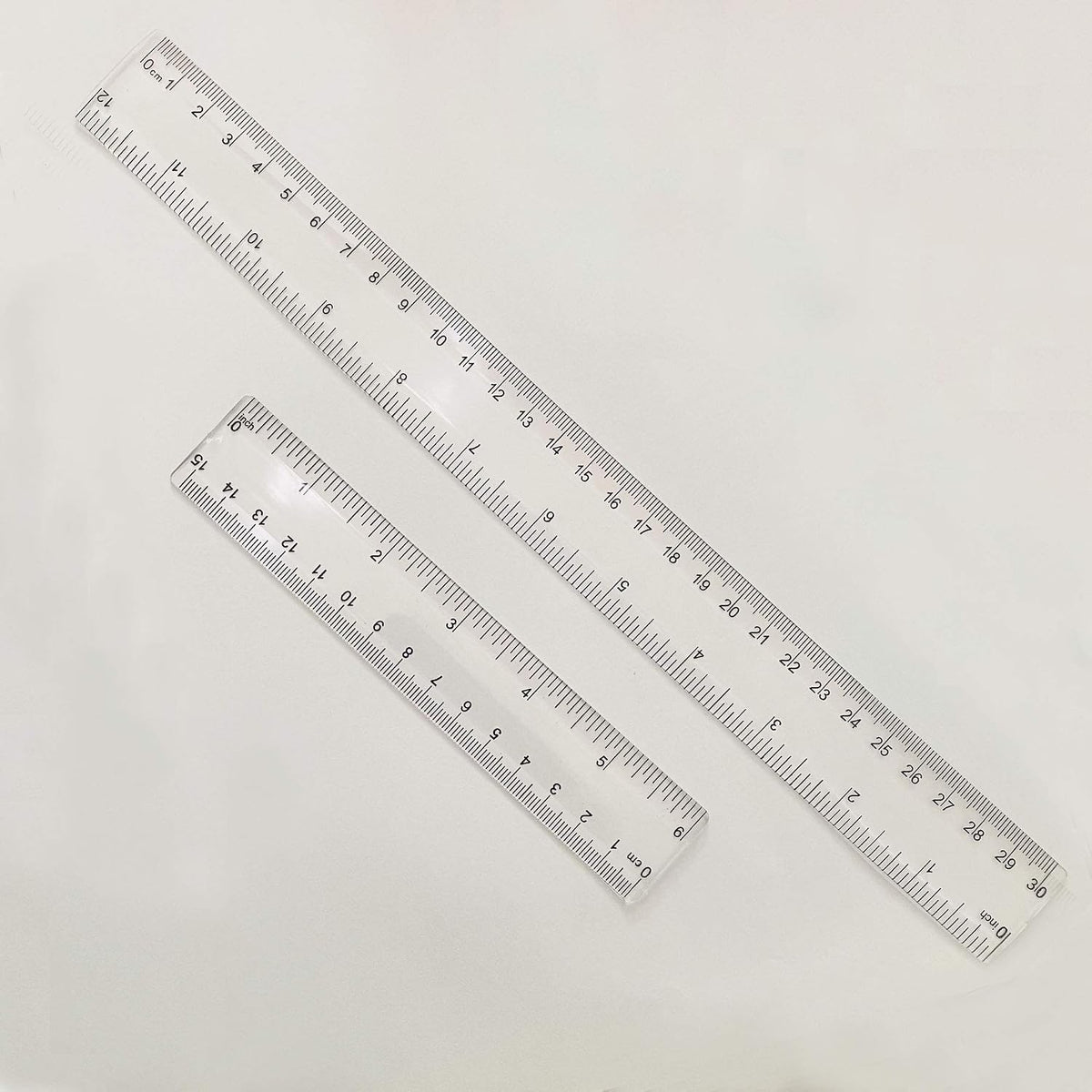 Ruler 12 inch 6 inch Rulers for Kids Plastic Clear Ruler Bulk for Classroom School Must Haves Supplies Tools Elementary Ruller with Centimeters (2pcs Clear (6 Inch+12 Inch))