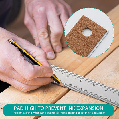 Metal Ruler 6+12 Inch Stainless Steel Ruler with Cork Backing