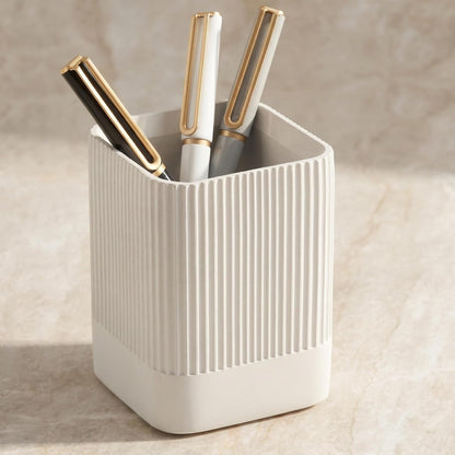 KIBAGA Aesthetic Pen Holder for Desk - Modern Concrete Pencil Holder & Cup