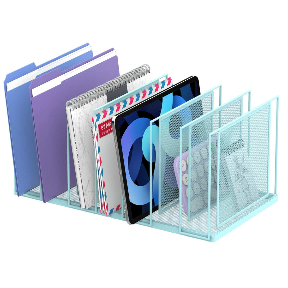 File Organizer for Desk, 5-Section Vertical File Sorter, Paper Holder Organizer Standing Metal File Folder for Office Home Classroom, Black