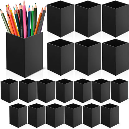 Crtiin 20 Pcs Acrylic Pen Holder Pencil Cup Desk Organizer, Black