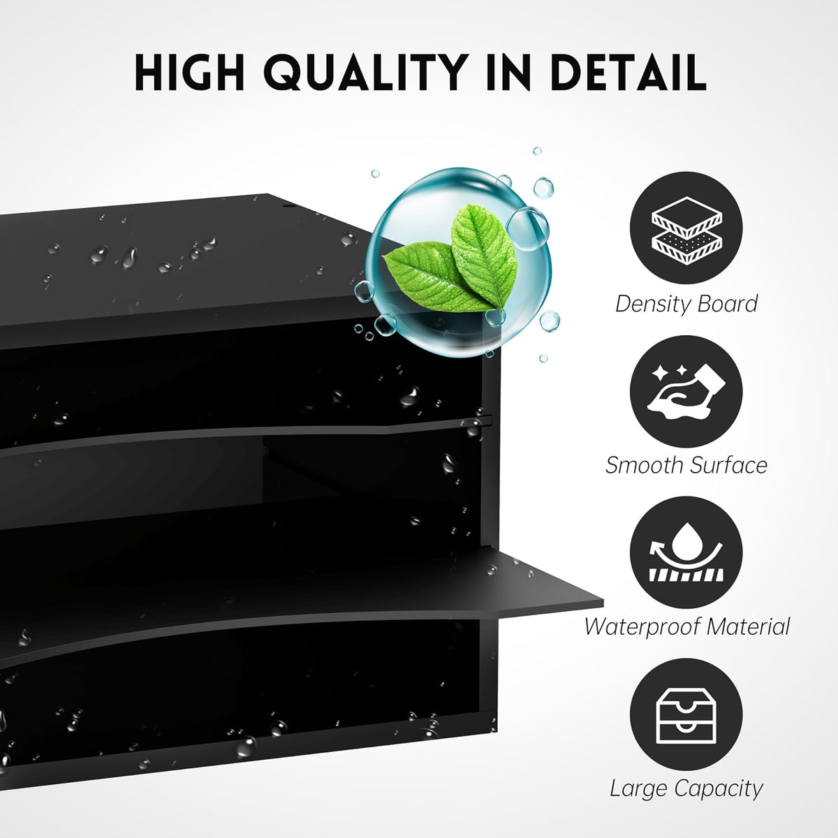3 Tier Wood Desk Organizer, Mail Sorter and Paper Organizer for Desk, Black