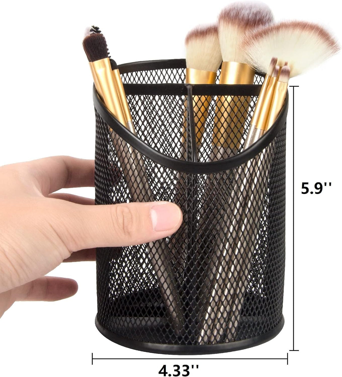Delifox 2 Pack Pen Holder Mesh Round Pencil Holder 3 Compartments, Black