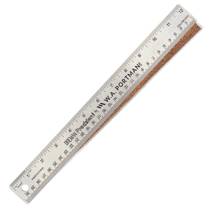 WA Portman Metal Ruler 12'', Metric Edge Corkback Stainless Steel Ruler