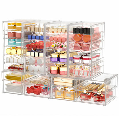 caktraie Acrylic16-Drawer Storage & Makeup Organizer for Desk