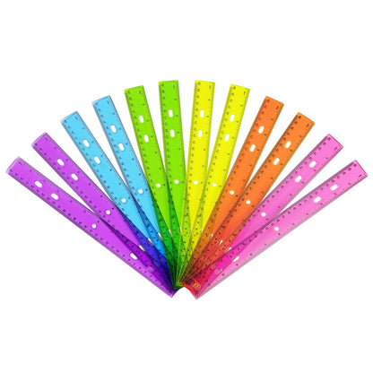 ZZTX 6 Pack Color Transparent Ruler Plastic Rulers 12 Inch