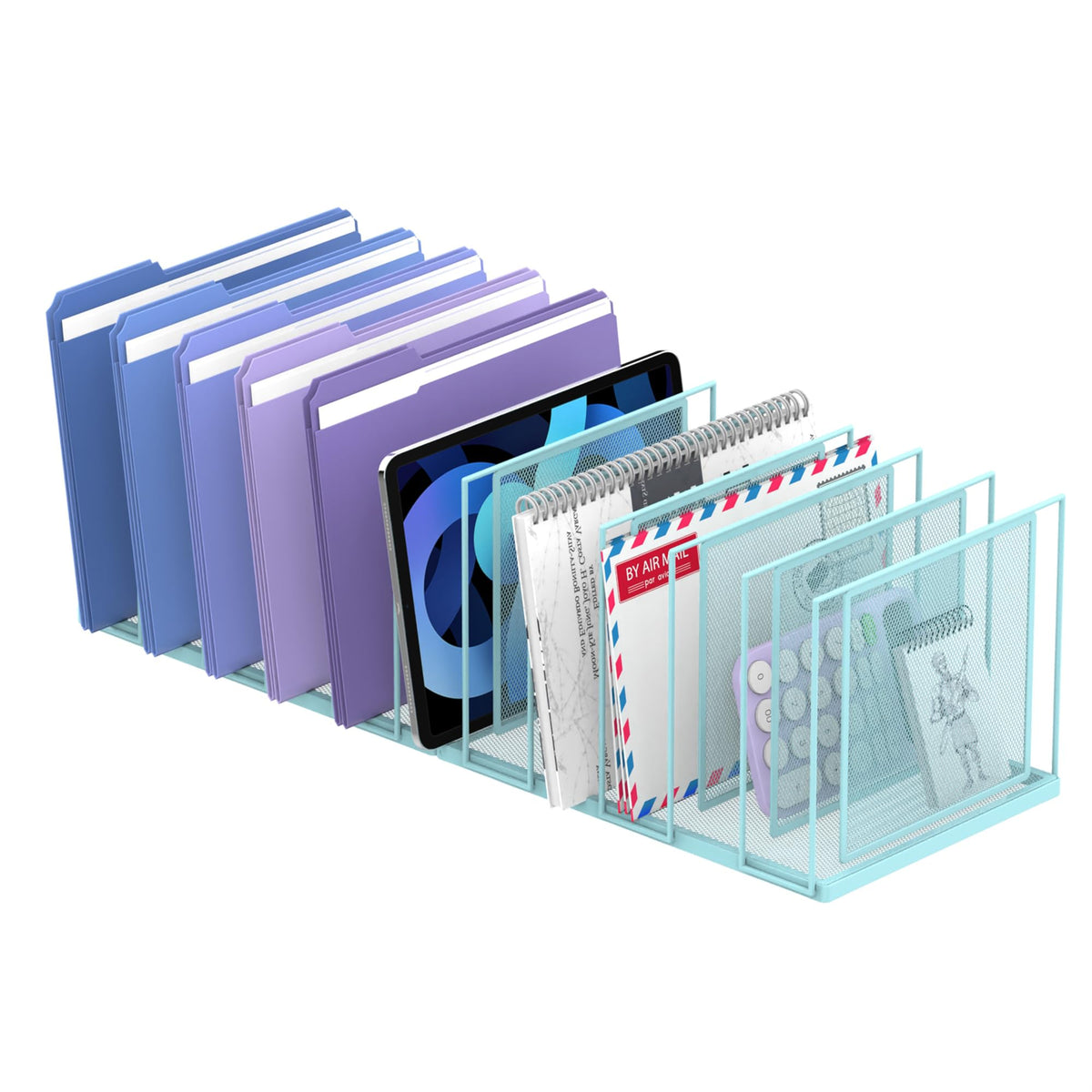 File Organizer for Desk, 5-Section Vertical File Sorter, Paper Holder Organizer Standing Metal File Folder for Office Home Classroom, Black