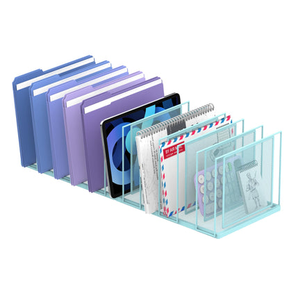File Organizer for Desk, 5-Section Vertical File Sorter, Paper Holder Organizer Standing Metal File Folder for Office Home Classroom, Black