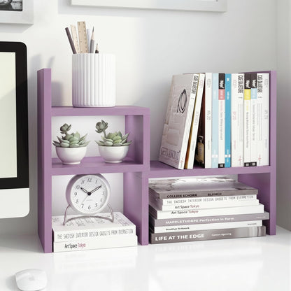 Jerry & Maggie - Desktop Organizer Office Storage Rack Adjustable Wood Display Shelf | Birthday Gifts - Toy - Home Decor | - Free Style Rotation Display - True Natural Stand Shelf (White)