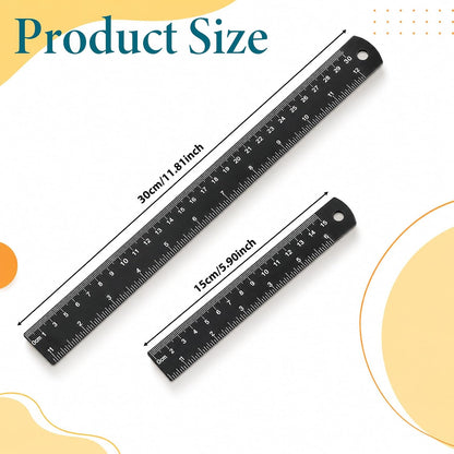Metal Ruler Kit 12 Inch (30 CM) + 6 Inch (15 CM), Stainless Steel