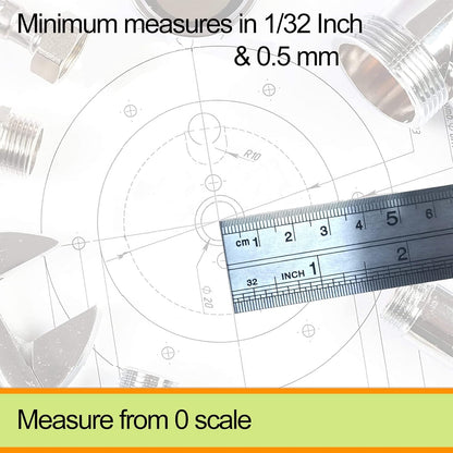 YouOKLight Metal Ruler Set, Stainless Steel 6 Inch and 12 Inch Rulers with Inches and Centimeters, Metric Precision Measuring Drawing Ruler, Silver