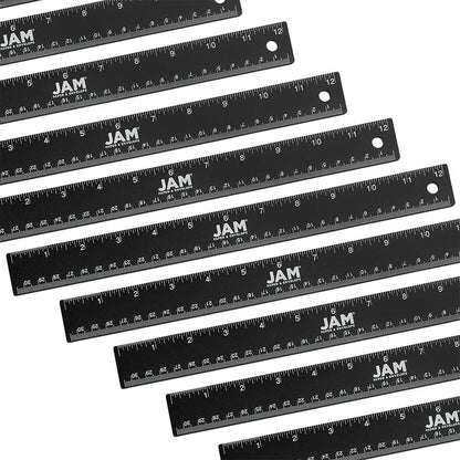 JAM PAPER Strong Aluminum Ruler - 12 Inch - Metal Ruler with Non-Skid Cork Backing - Lime Green - Sold Individually