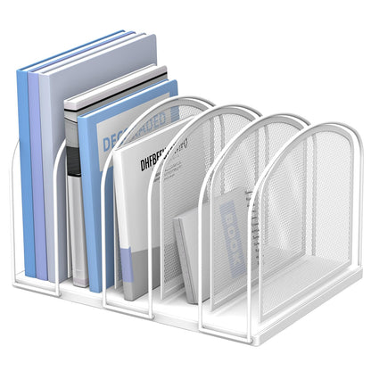 SUPEASY 5-Section File Organizer for Desk, Metal File Folder Holder, Black