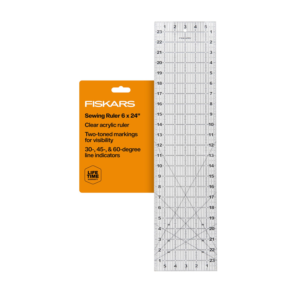 Fiskars 3" x 18" Acrylic Sewing & Quilting Ruler with Gridlines, Clear
