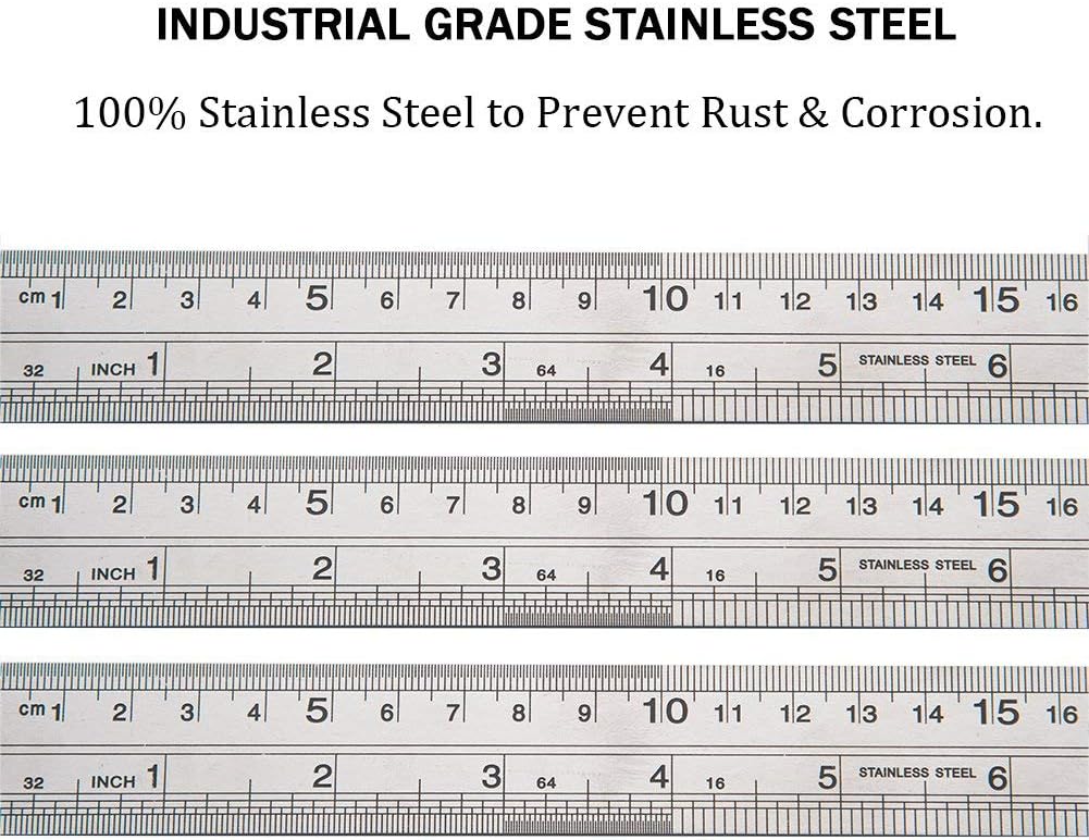 ZZTX Metal Ruler 16 Inches Stainless Steel 1 Pack