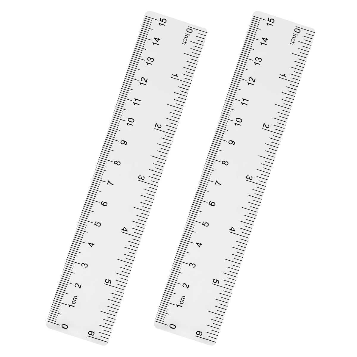 Unjoo Clear Plastic Ruler 6 Inch Straight Rulers, for School, Office, 2pcs