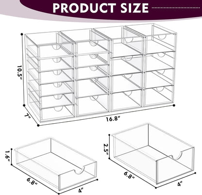 YFXCVSL Acrylic Makeup Organizer with 19 Drawers,Storage Drawer Organizer