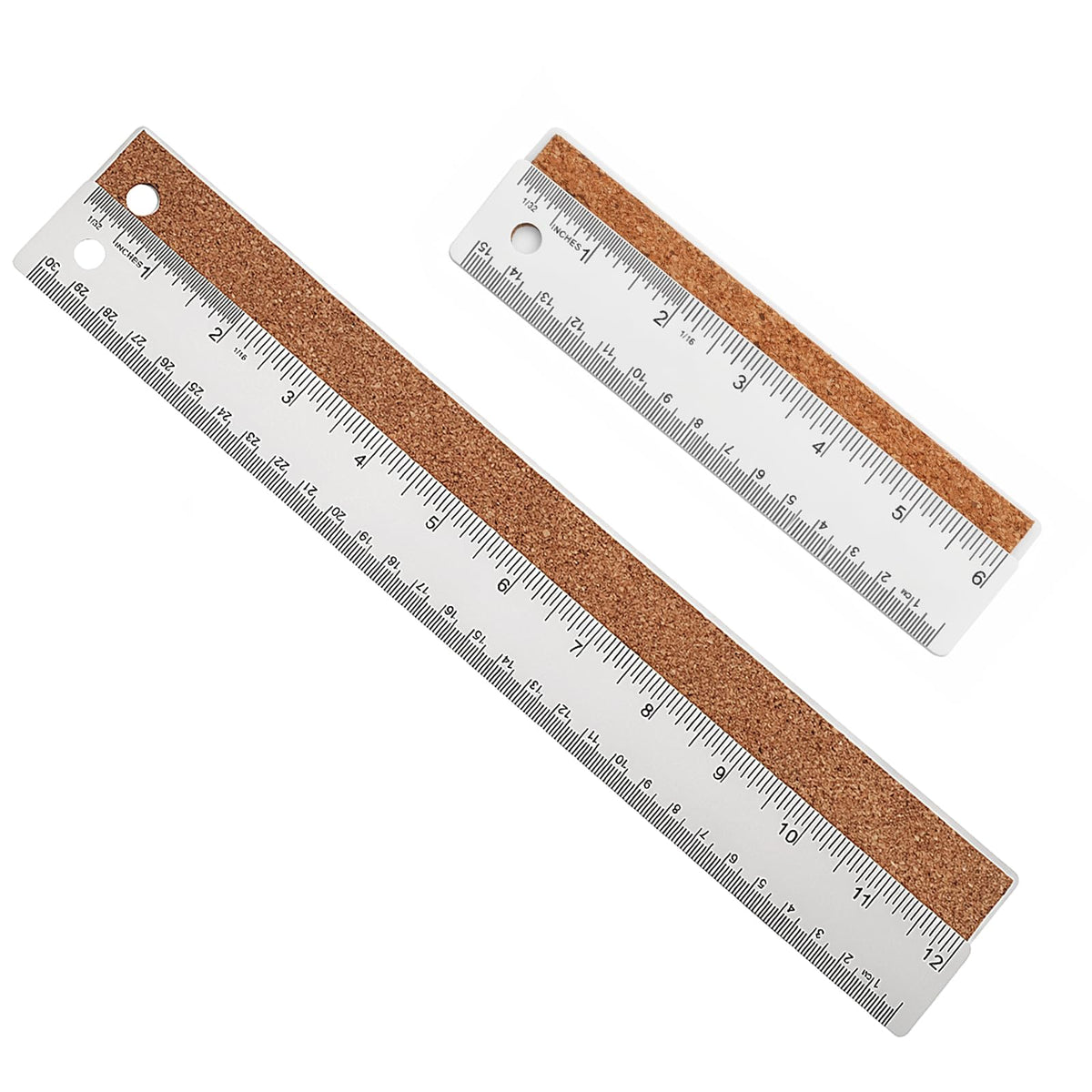 Metal Ruler 6+12 Inch Stainless Steel Ruler with Cork Backing