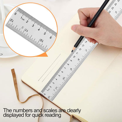 YouOKLight Plastic Ruler 30cm, Clear Ruler,Transparent Ruler 12 inch,Metric Ruler,Ruler 30cm for School,Transparent Straight rulers for Kids,and Office use,Drafting Tools,Measuring Tools,Pack of 2.