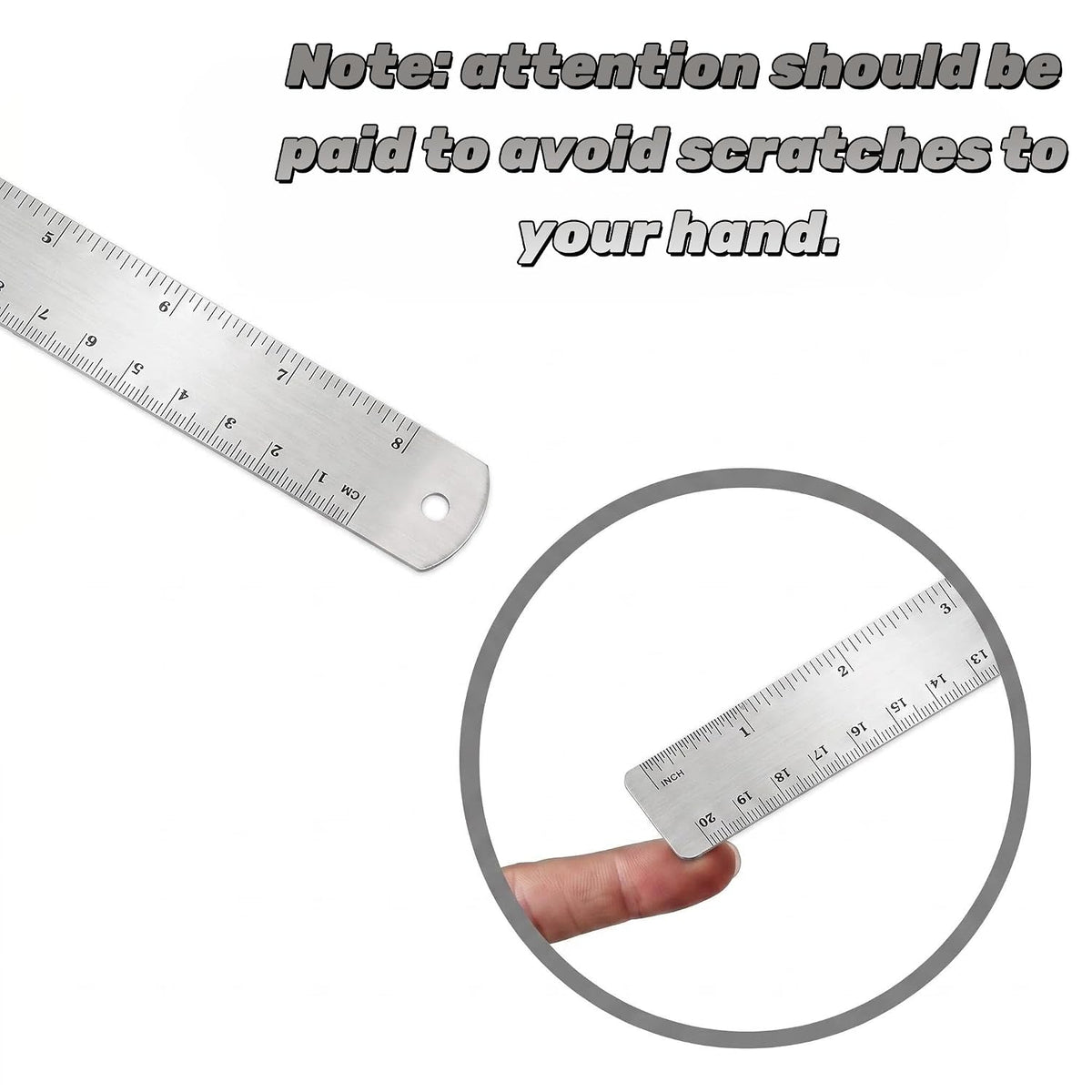 Unjoo Stainless Steel Ruler 2-Pack, 6", 12", (15cm,30cm) Dual Scale Ruler