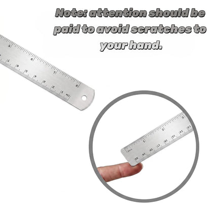 Unjoo Stainless Steel Ruler 2-Pack, 6", 12", (15cm,30cm) Dual Scale Ruler