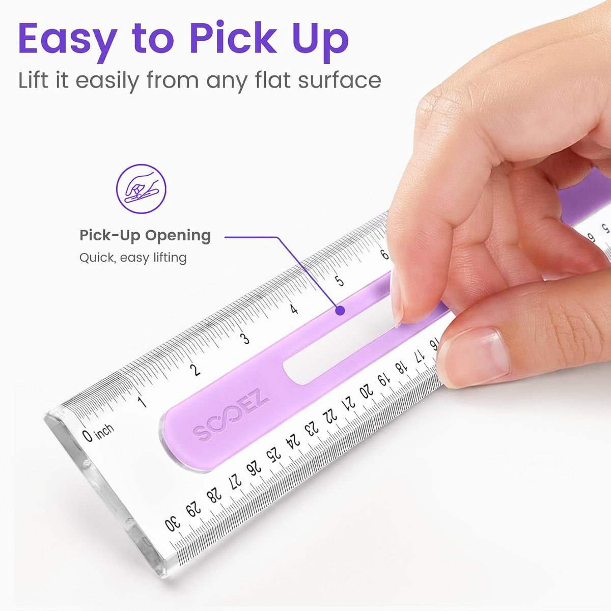 Sooez 3 Pack Ruler 12 Inch, Anti-Slip Clear Rulers for Kids School, Pastels