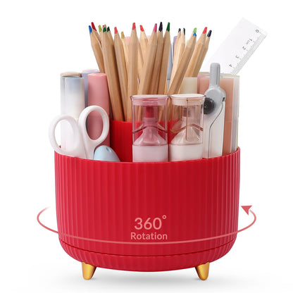 SKYDUE 360 Degree Rotating Desk Organizer, Dual-Purpose Pencil Pen Holder for Desk, Rotating Desk Pen Organizer with 5 Slots, Art Supplies, Pencil Cup for Office, School, Home