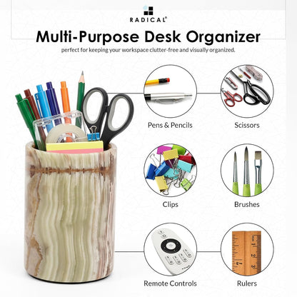 Radicaln Marble Pen Holder for Desk 4" - Pencil Holder & Makeup Brushes Cup