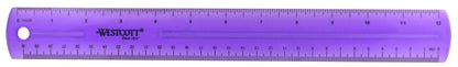 Westcott 12-Inch Flexible Shatterproof Rulers, Flexible Design with Easy-to-Read Markings, for Home, Office, Classroom, Back to School, School Supplies, 4 Pack