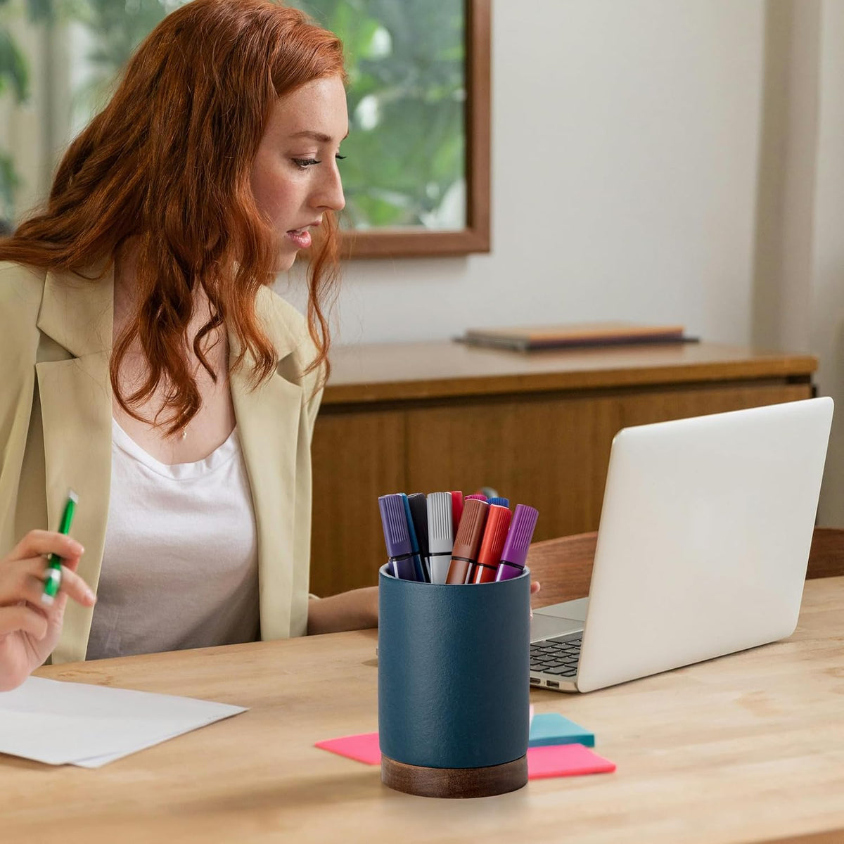 Ceramic Pen Holder for Desk, Pencil Cup, (Royal Blue, Set / 1)
