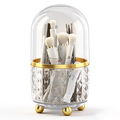 GOTOBA Dark Green Pen Pencil Holder for Desk, 360° Rotating Pen Organizer, Green Office Supplies, Cute Pen Holder, 6-Compartment Pencil Holder Rotating