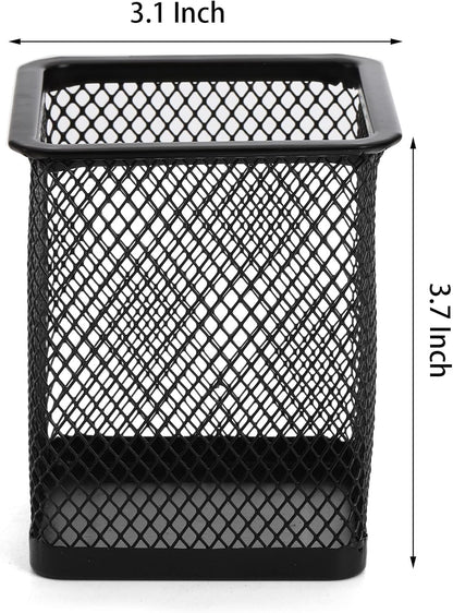 Nicunom 12 Pack Mesh Pen Holder for Desk, Wire Mesh Pencil Cup Holder Metal Pencil Holder Organizer for Office Home School Supplies, Black ﻿