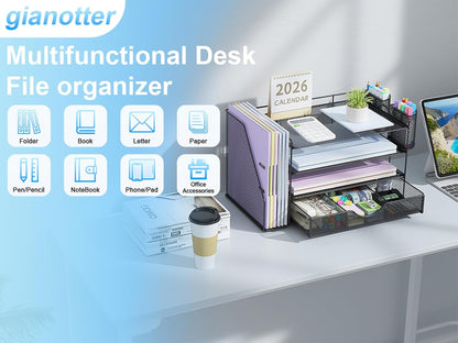 gianotter Metal Mesh Desk Organizers and Accessories with File Holder