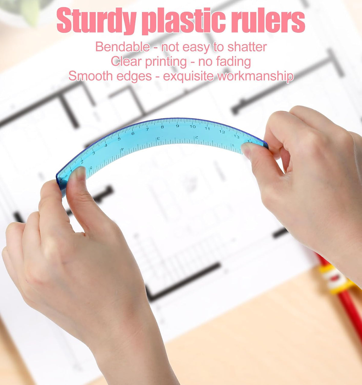 5 Pcs Mini Ruler, 6 inch Ruler See Through with Inches & Centimeters