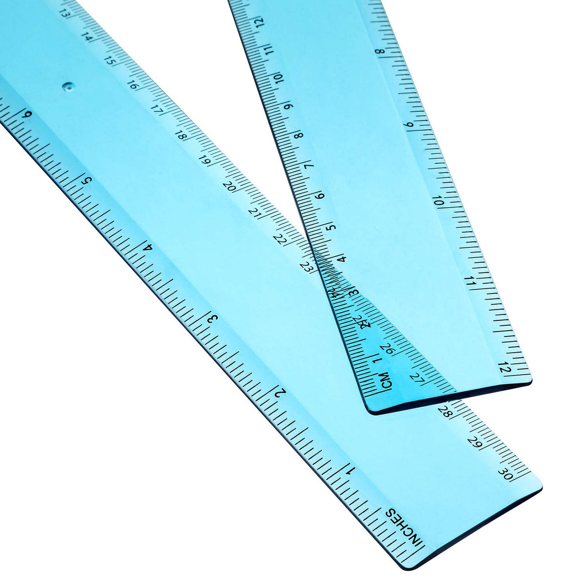 EBOOT 2 Pack Plastic Ruler Straight Clear Measuring Tool, Pink, 12 Inch