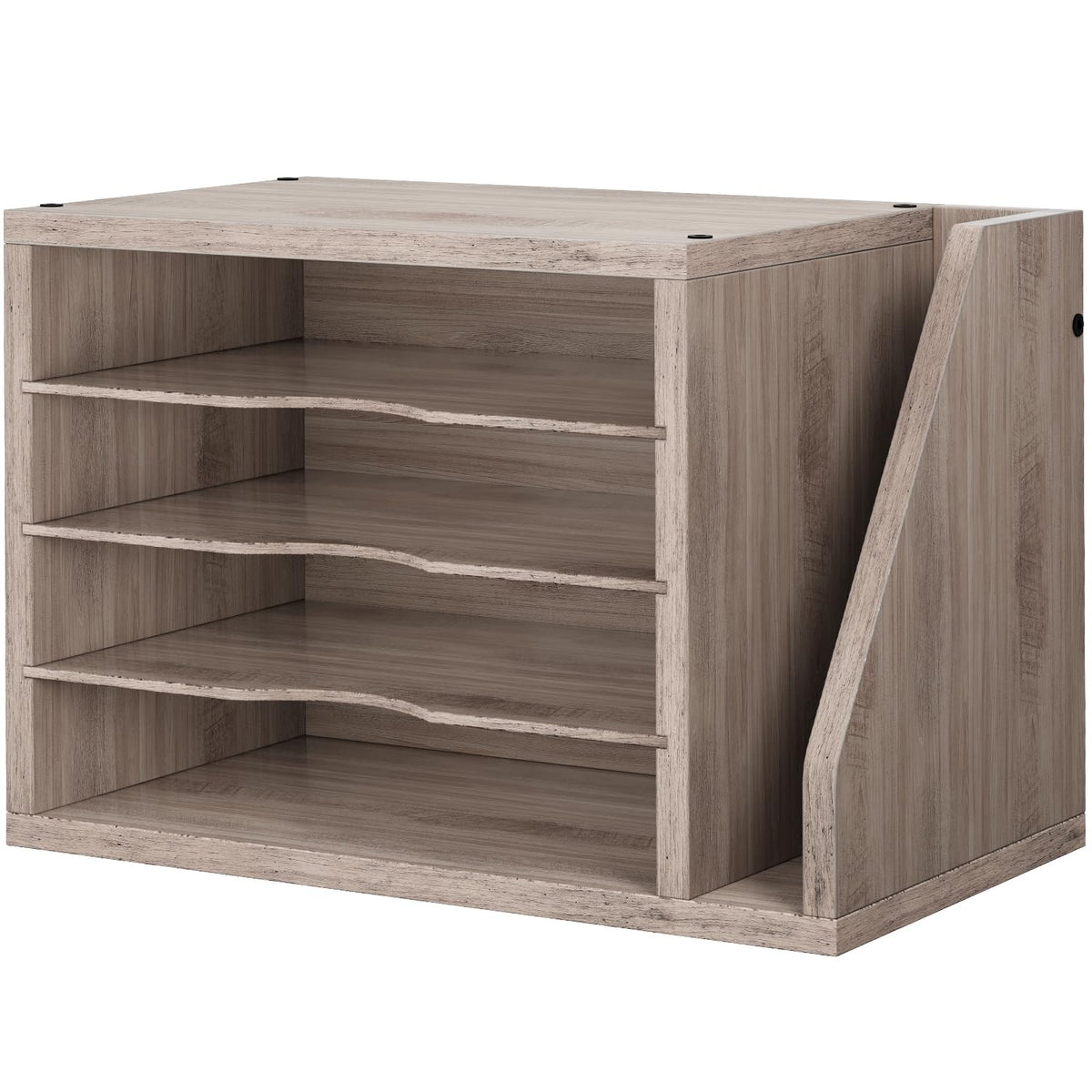 Wooden Mail Organizer, Desk Organizer with 3 Adjustable Shelves